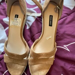 Nine West suede khaki brown sandals.